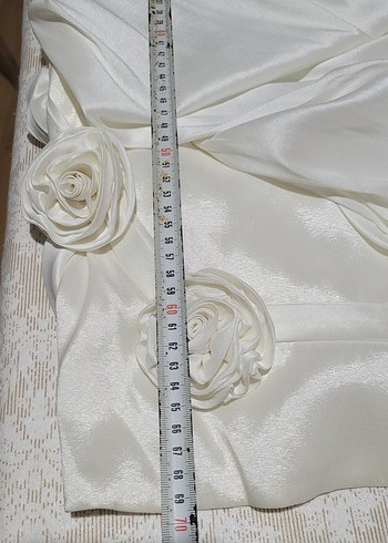 Beyaz Drapeli Uzun Abiye Elbise - Görsel 5