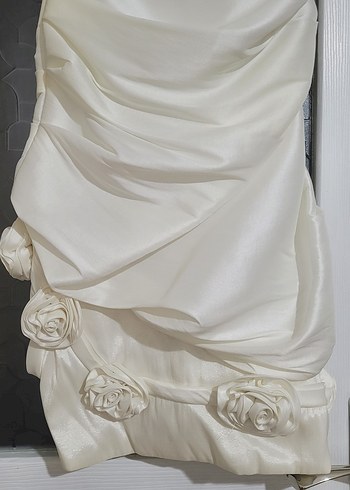 Beyaz Drapeli Uzun Abiye Elbise - Görsel 2