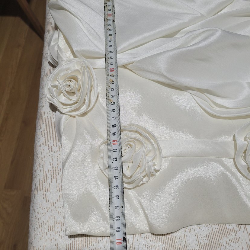 Beyaz Drapeli Uzun Abiye Elbise - Görsel 5