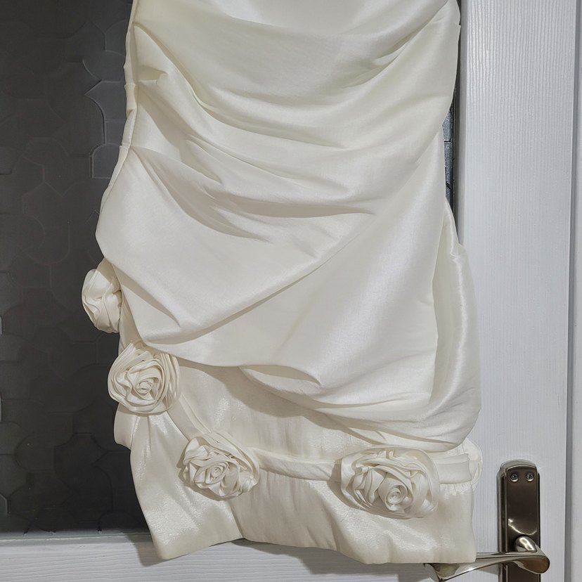 Beyaz Drapeli Uzun Abiye Elbise - Görsel 2