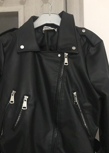 Siyah Deri Biker Ceket - Görsel 3