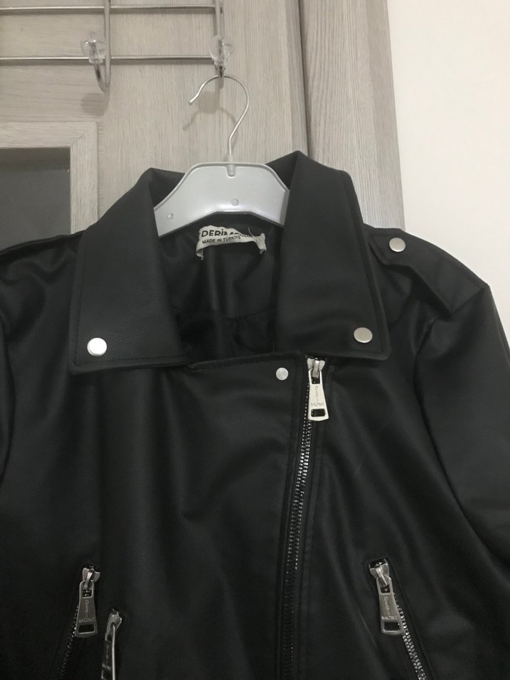 Siyah Deri Biker Ceket - Görsel 4