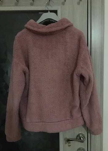 Düğmeli Pembe Peluş Kadın Ceket - Görsel 2