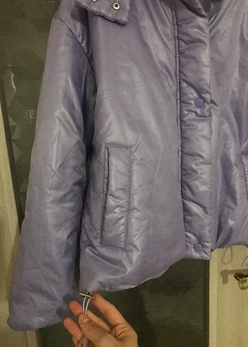 Lila astarlı Kadın Mont - Görsel 3