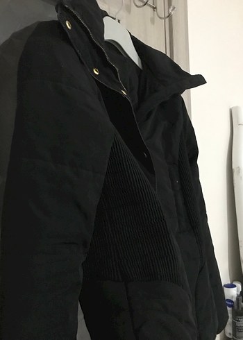 Düğmeli Siyah Kadın Mont - Görsel 5