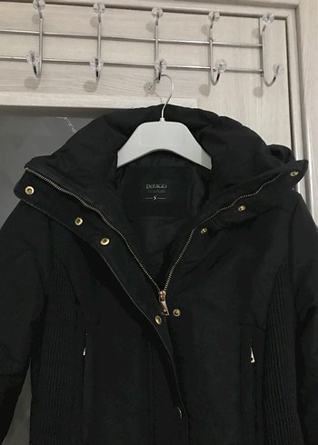 Düğmeli Siyah Kadın Mont - Görsel 3