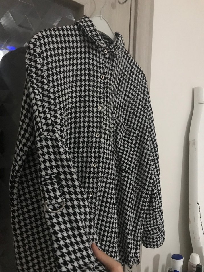 Düğmeli Kazayağı Kadın Gömlek/ Ceket - Görsel 3