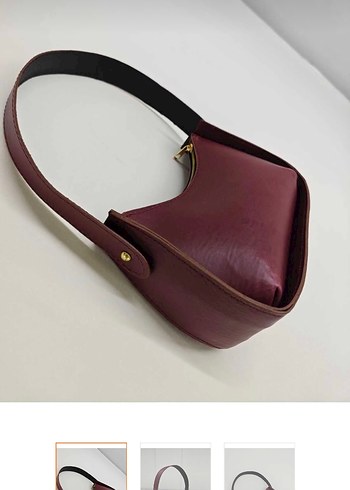 Bordo Deri Kadın baget Çanta - Görsel 2