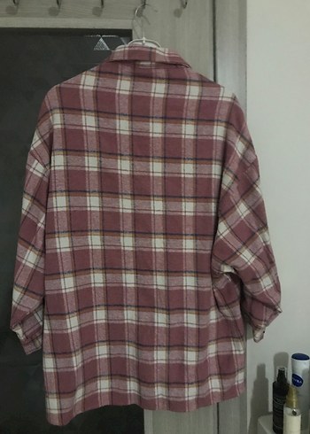 Pembe Ekose oversize Gömlek - Görsel 2