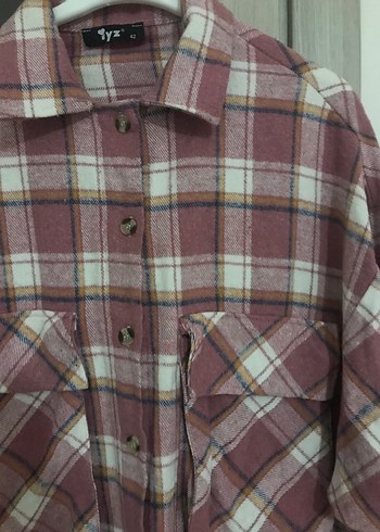 Pembe Ekose oversize Gömlek - Görsel 4