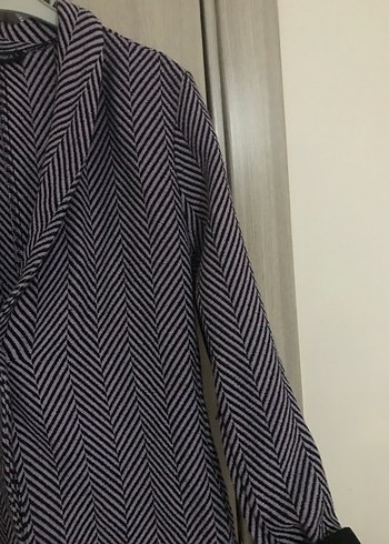 Lila Zebra Desenli Düğmeli Kadın Blazer - Görsel 4