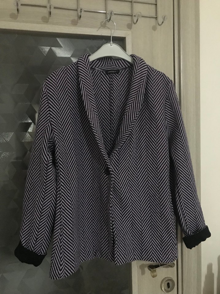 Lila Zebra Desenli Düğmeli Kadın Blazer - Görsel 3