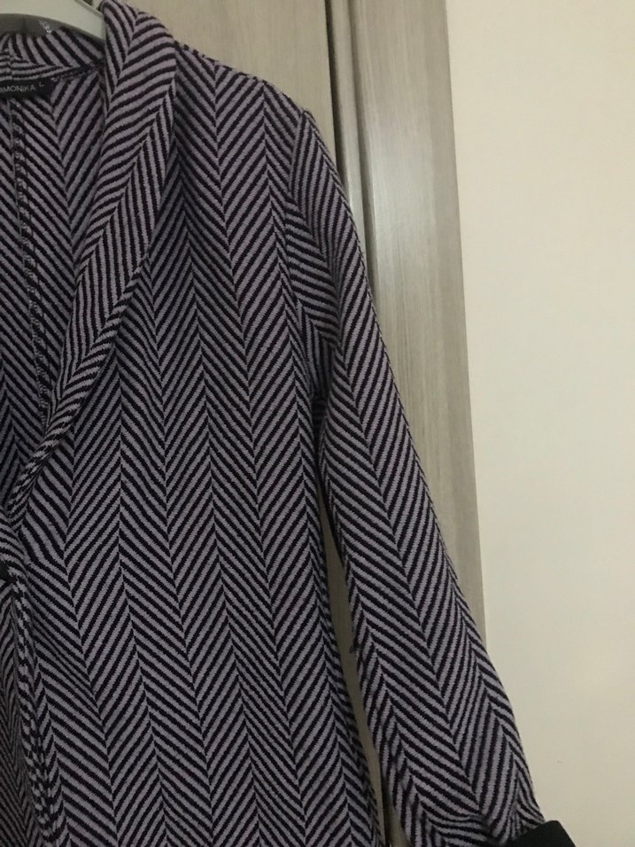 Lila Zebra Desenli Düğmeli Kadın Blazer - Görsel 4