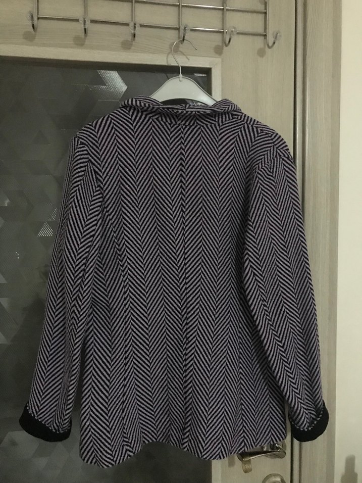 Lila Zebra Desenli Düğmeli Kadın Blazer - Görsel 2