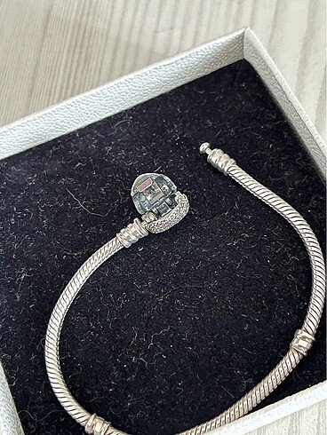 Beden gri Renk Pandora pave ışıltılı kalp klips bileklik