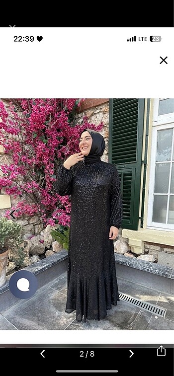 Büyük beden ışıltılı payetli tesettür abiye