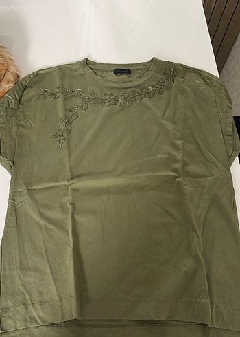 Network Haki Yesil Cicekli Oversize Tisort