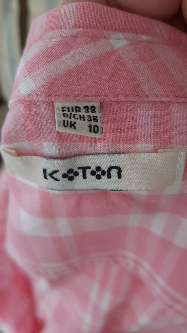 Düğmeli Pembe Kareli Kadın Gömlek - Görsel 2