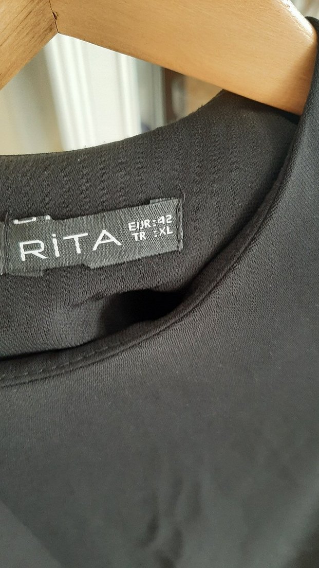 Siyah Uzun Kollu Drapeli Kadın Elbise - Görsel 2