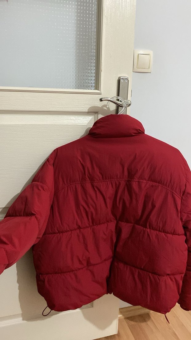 Kırmızı Fermuarlı Kadın Şişme Mont - Görsel 2