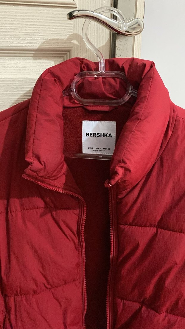 Kırmızı Fermuarlı Kadın Şişme Mont - Görsel 3