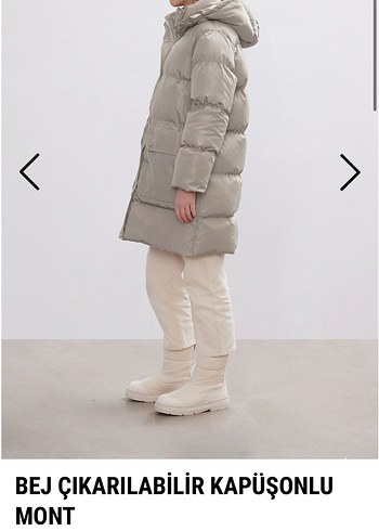 Bej Kadın Midi Mont - Görsel 3