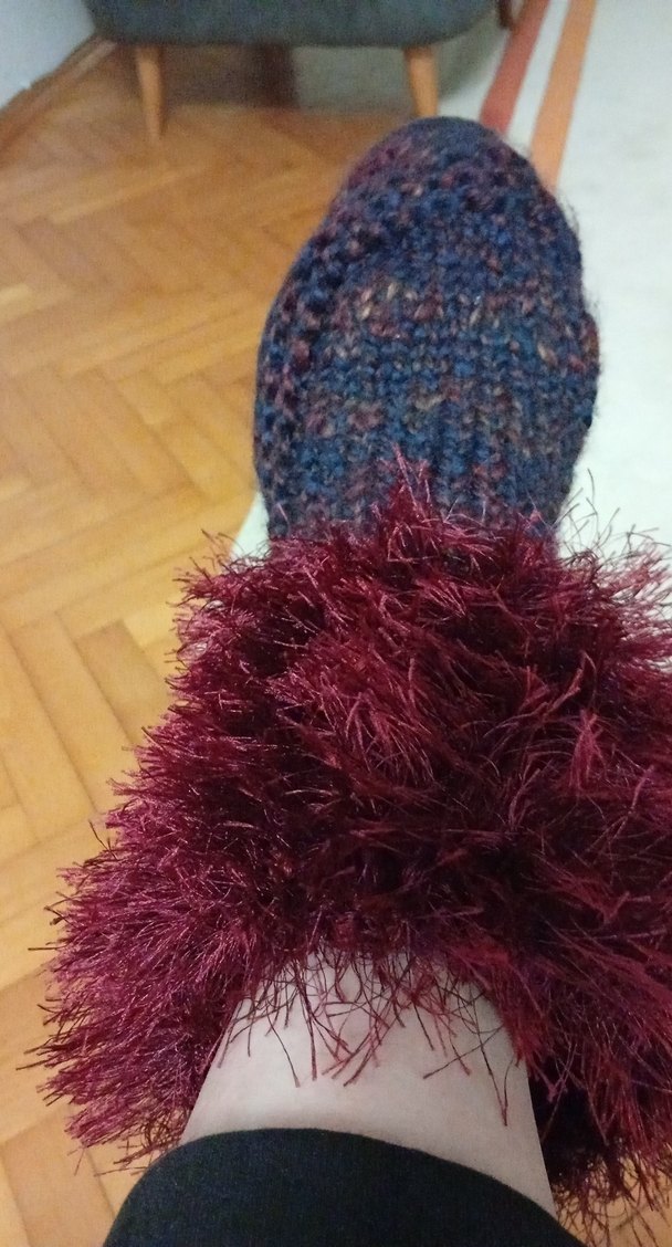 Mor Örgü Kız Çocuk Ev Terliği - Görsel 3