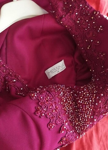 Mürdüm rengi abiye elbise - Görsel 5