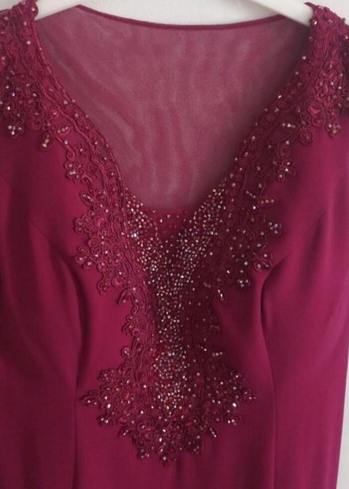 Mürdüm rengi abiye elbise - Görsel 3