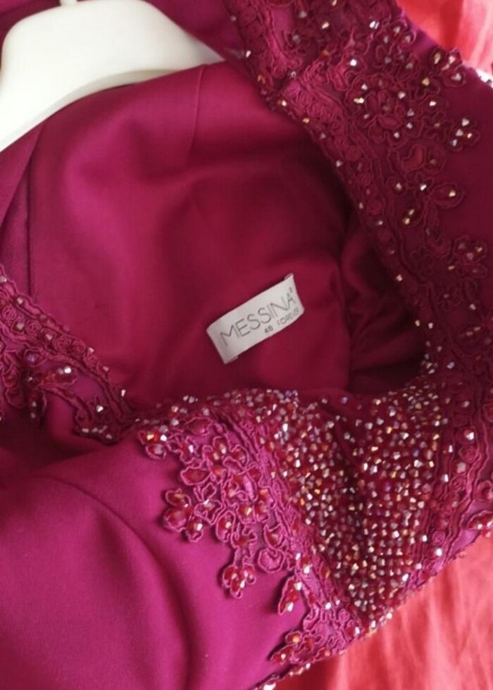 Mürdüm rengi abiye elbise - Görsel 5