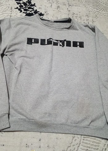 Puma Gri Melanj Bisiklet Yaka Sweatshirt