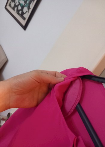 Pembe Uzun Kollu Saten Bluz - Görsel 7