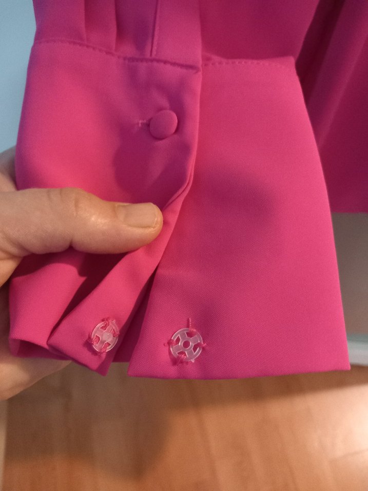 Pembe Uzun Kollu Saten Bluz - Görsel 3