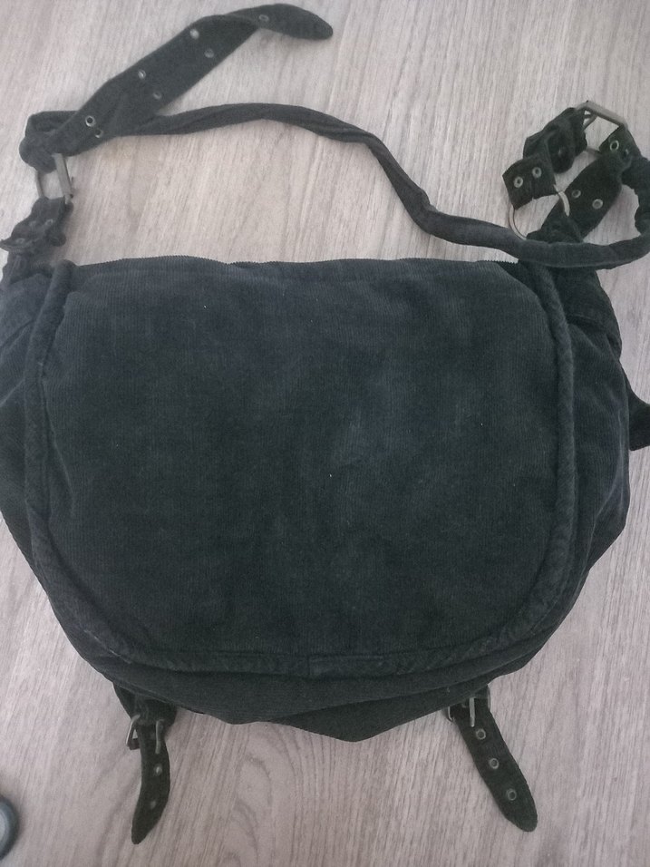 Koyu Siyah Nakışlı Kot Kadın Çanta - Görsel 4