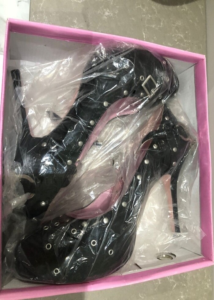 Siyah Platform Fetish Yüksek Topuklu Ayakkabı - Görsel 2