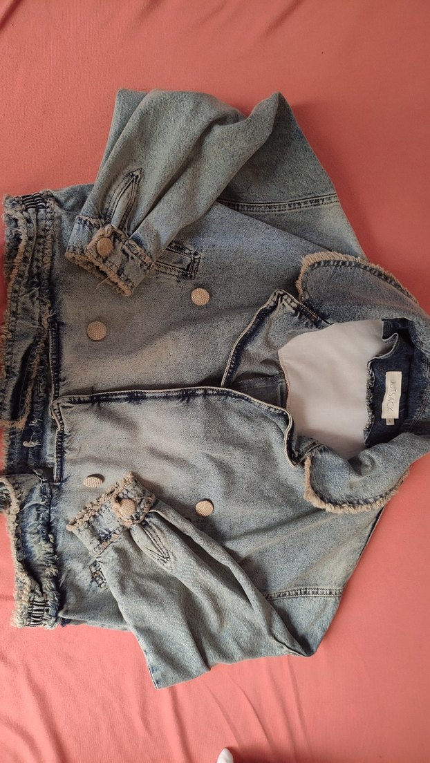 Kadın Kahverengi Kısa Kesim Denim Ceket - Görsel 4