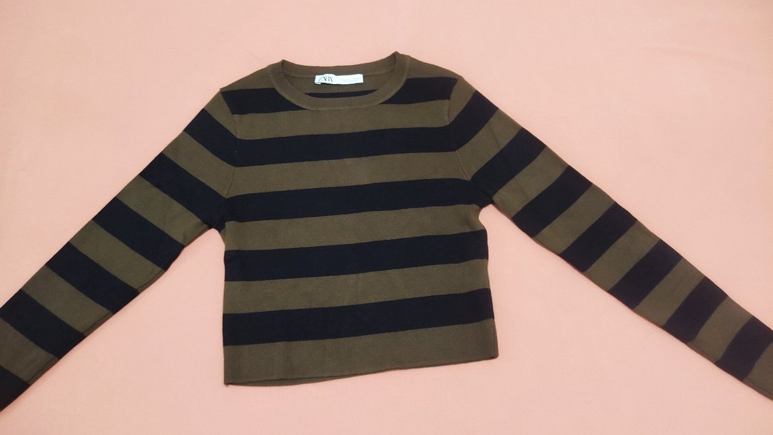 Kahverengi Siyah Çizgili Triko Kazak - Görsel 4