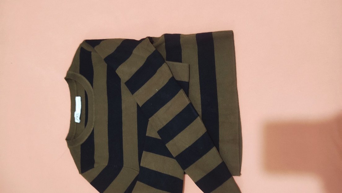 Kahverengi Siyah Çizgili Triko Kazak - Görsel 5