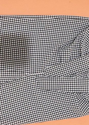 Gri Ekose Drapeli Midi Etek - Görsel 3