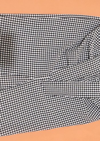 Gri Ekose Drapeli Midi Etek - Görsel 2