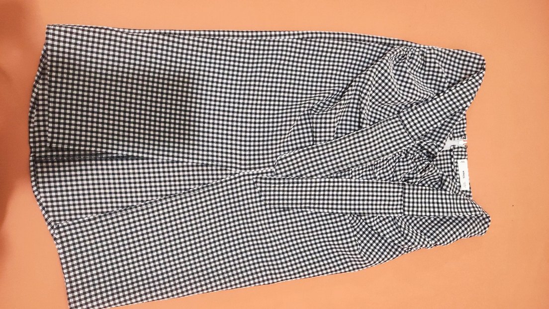 Gri Ekose Drapeli Midi Etek - Görsel 2