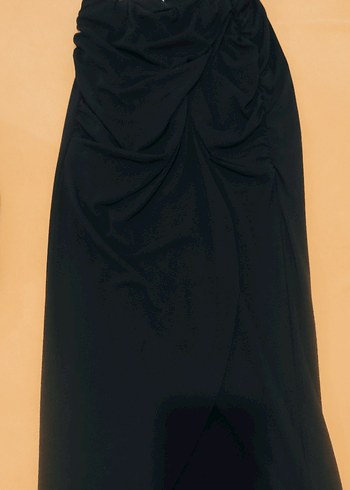 Drapeli Siyah Kadın Midi Etek - Görsel 5