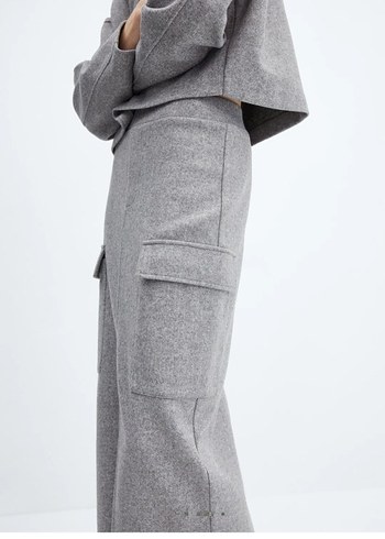 Gri Kadın Uzun Yüksek Yakalı Oversize Kaban - Görsel 9