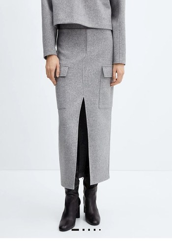 Gri Kadın Uzun Yüksek Yakalı Oversize Kaban - Görsel 8