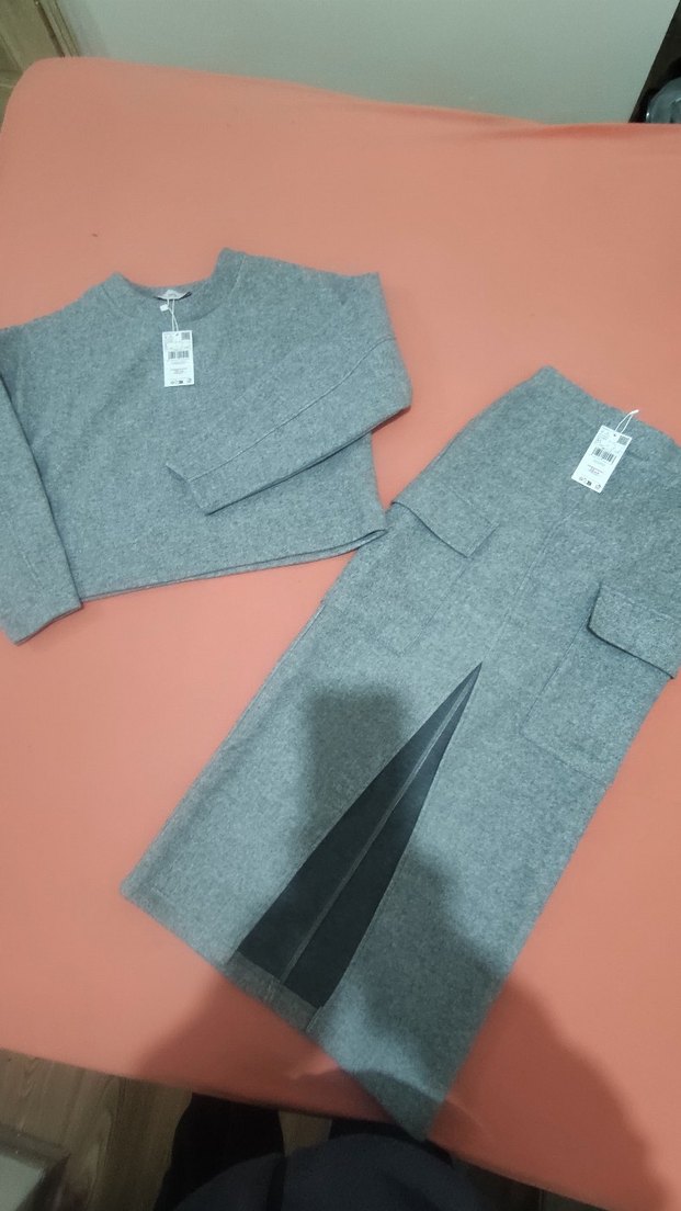 Gri Kadın Uzun Yüksek Yakalı Oversize Kaban - Görsel 3