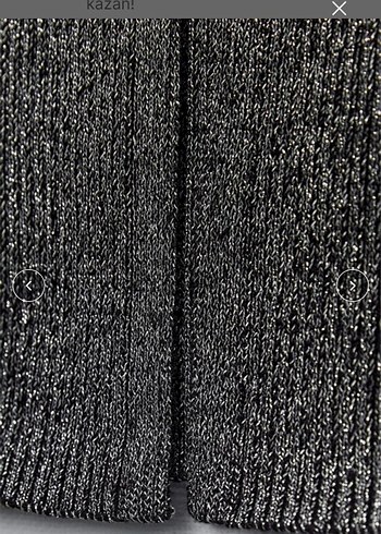 zara gümüş parıltılı simli triko etek bluz takım - Görsel 4