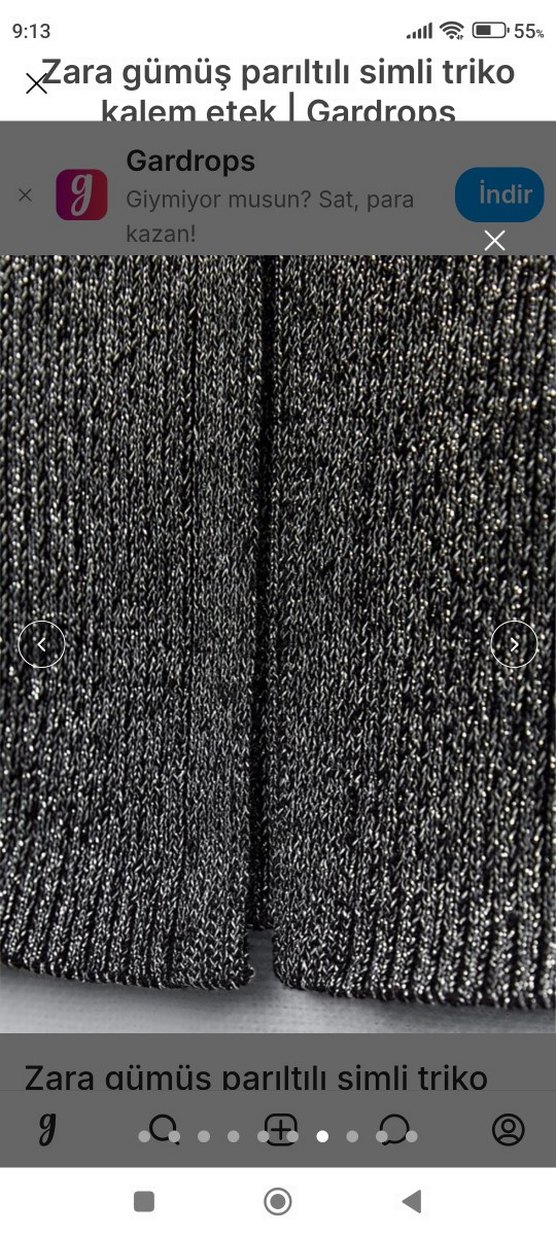 zara gümüş parıltılı simli triko etek bluz takım - Görsel 4