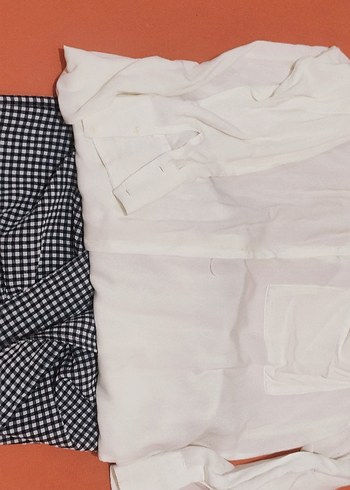 Beyaz V Yaka Transparan Keten Gömlek - Görsel 4