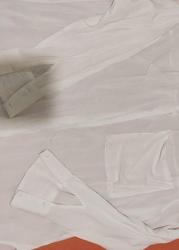 Beyaz V Yaka Transparan Keten Gömlek - Görsel 2