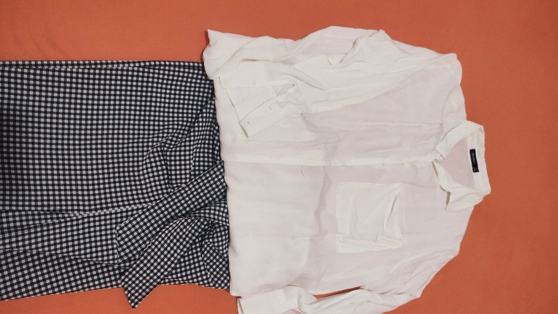 Beyaz V Yaka Transparan Keten Gömlek - Görsel 4